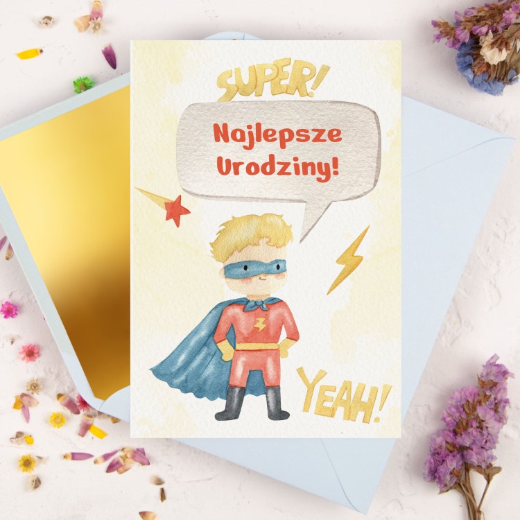 Kartka na urodziny dla chłopca z super bohaterem - Super Hero